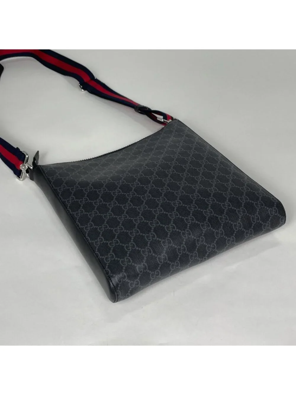 Gucci Shoulder Bag GG Supreme Sherry Line Web Coatingcanvas Black